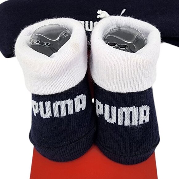 NWT Puma Infant Cotton Hat & Bootie Combo White Blue Baby Size 0-6M - Picture 4 of 7